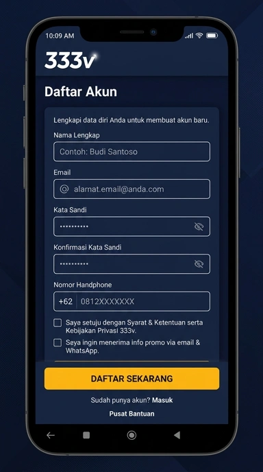 Panduan Registrasi Akun Baru 333v untuk Android