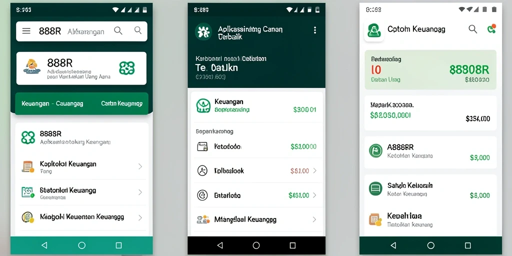 Antarmuka aplikasi 888R yang menampilkan catatan keuangan pengguna.
