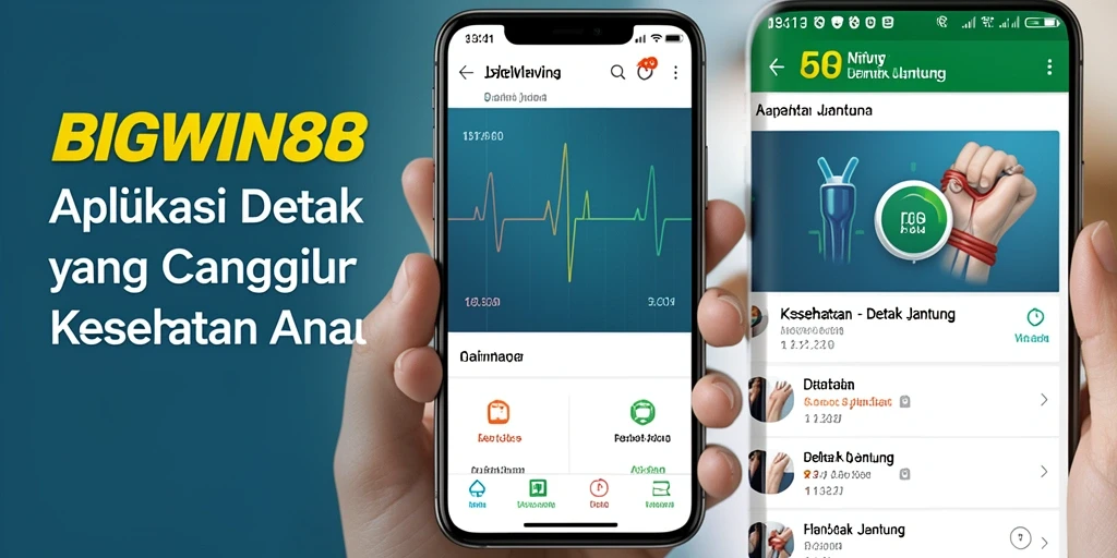 Antarmuka pengguna aplikasi BIGWIN88 untuk pemantauan detak jantung.