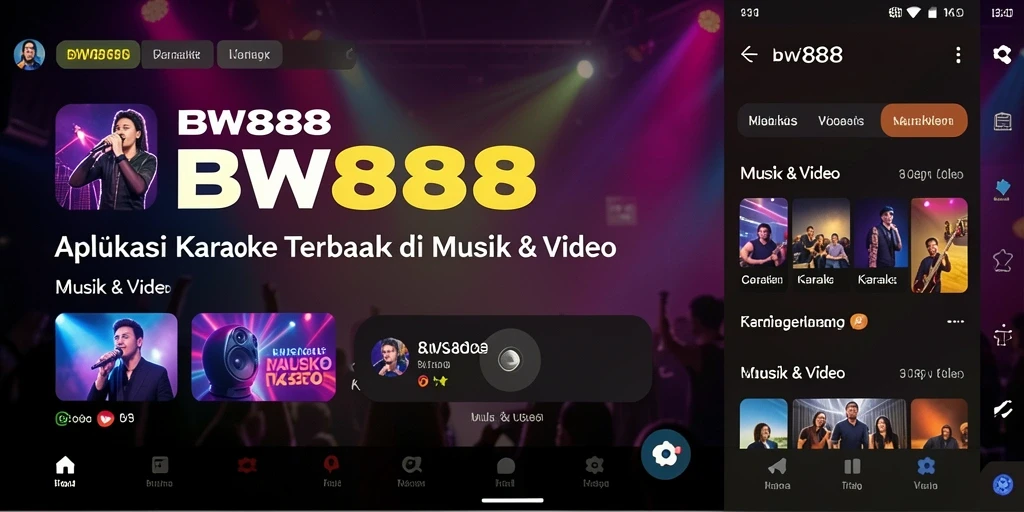 Tampilan antarmuka BW888 yang menarik dan fungsional untuk karaoke.
