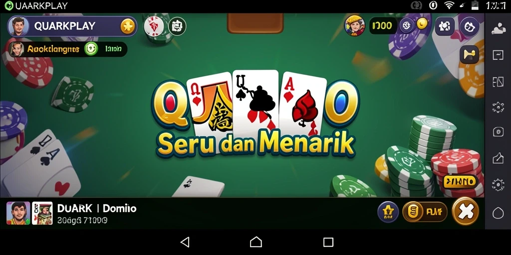 Tampilan antarmuka permainan Domino QUARKPLAY yang menarik dan interaktif.