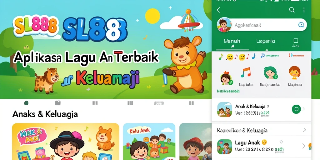 Antarmuka SL888 yang ceria untuk lagu anak-anak.