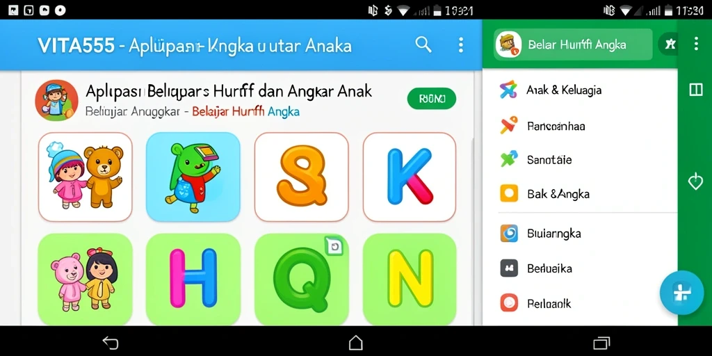 Antarmuka aplikasi VITA555 yang menarik dan ramah anak.